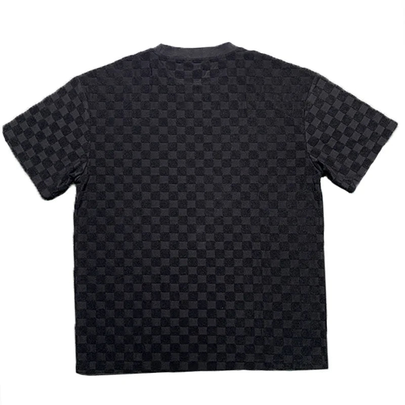 European and American Oversized Fashion Brand Men's Summer New Chessboard Plaid Loose Sports and Leisure Two-Piece Set