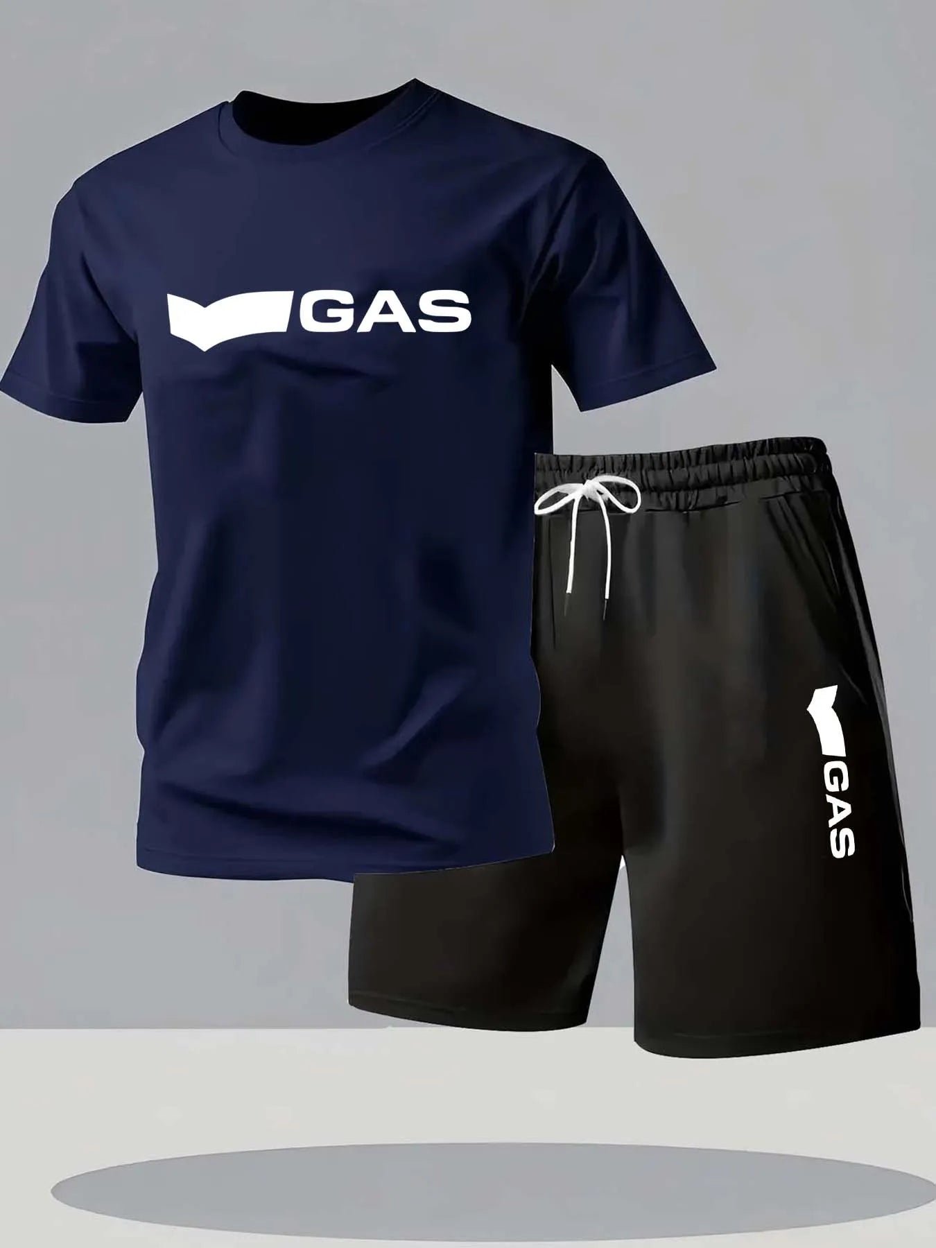 Men's 2-Piece Casual Crew Neck Short-Sleeved T-Shirt And Drawstring Shorts Set Summer Comfortable Breathable Clothing