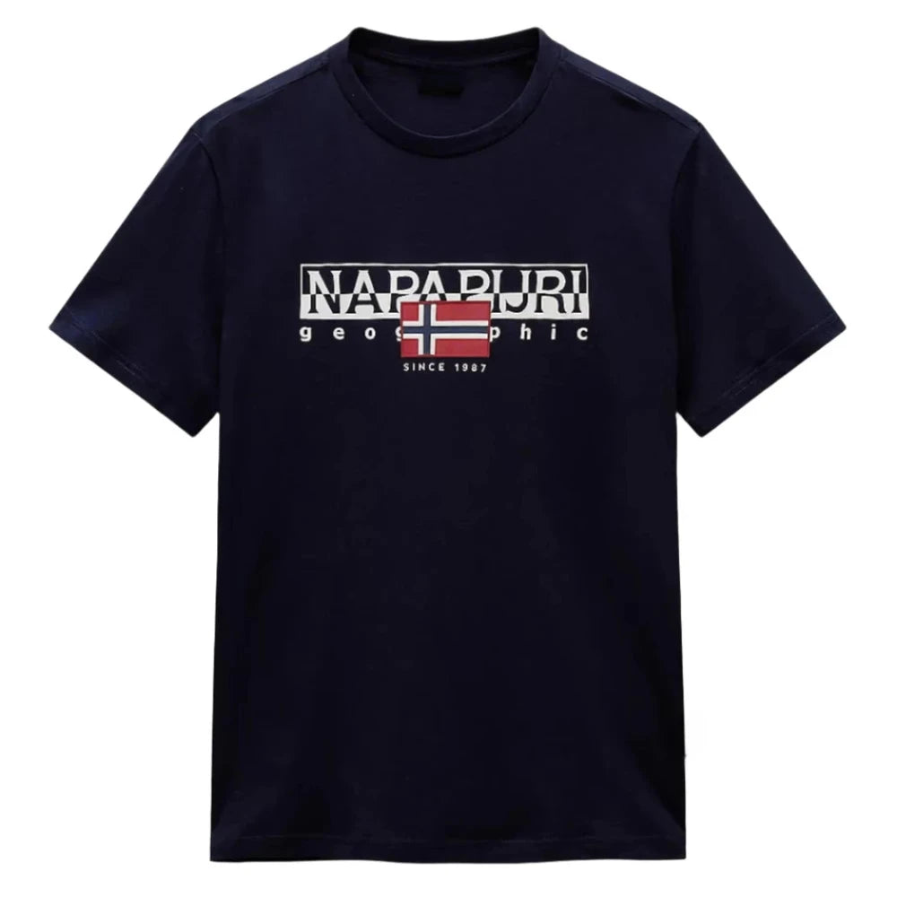 Luxury brand cotton men's and women's T-shirts short Napapijri men's Elmer short-sleeved peripheral pattern print summer fashion