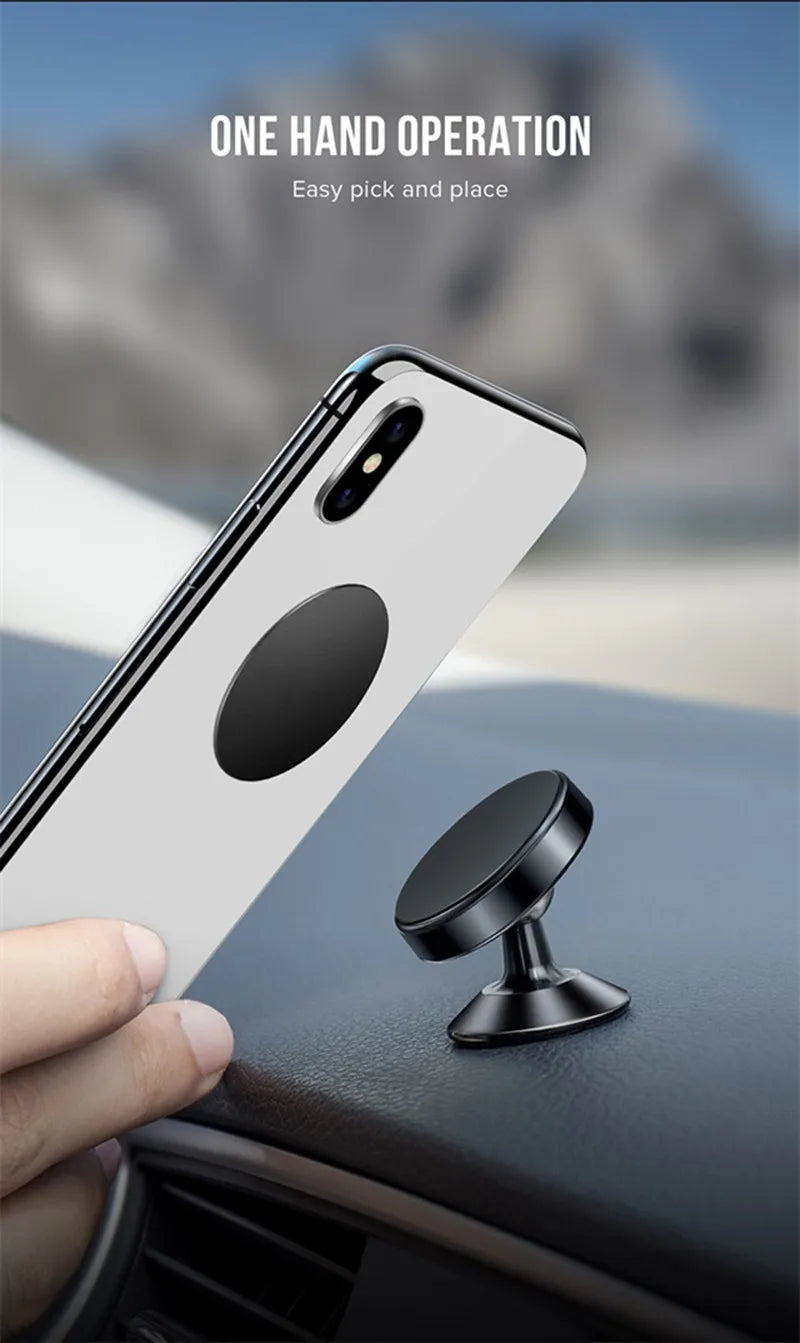 Magnetic Car Phone Holder Stand 360 Rotate For Huawei iPhone Samsung Magnet Mount Round Car Holder Dashboard Mobile Phone Holder