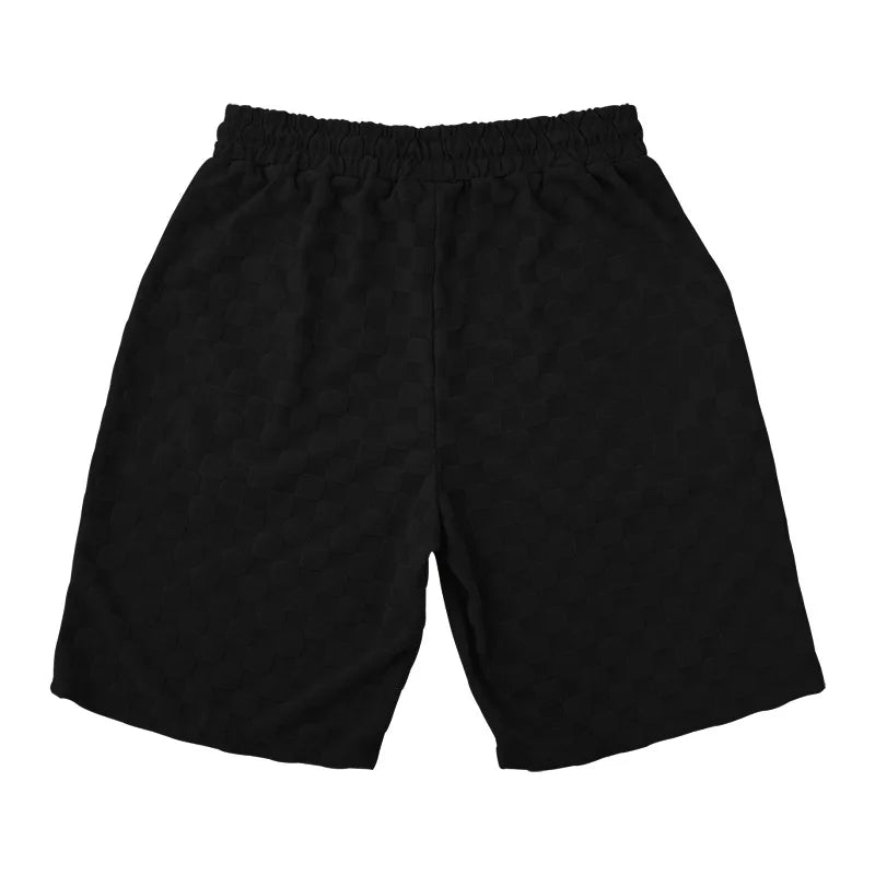 European and American Oversized Fashion Brand Men's Summer New Chessboard Plaid Loose Sports and Leisure Two-Piece Set