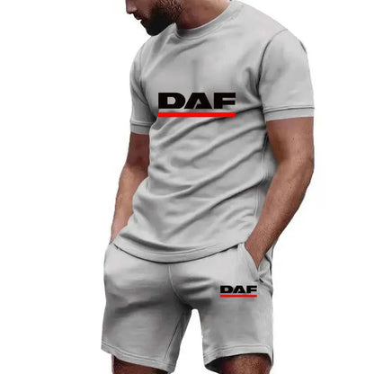 Summer DAF hot sale Tracksuit Men Short Sleeve T-Shirt +Shorts Two Piece Set Sportswear Men's Casual Fitness quick-drying Set
