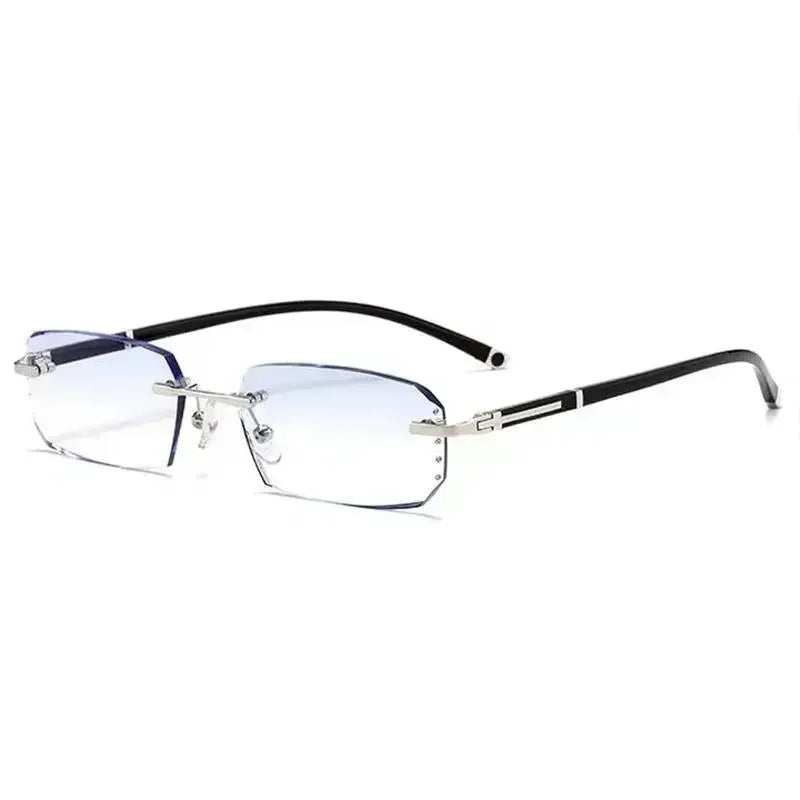 Business Photochromic Myopia Glasses for Men Diamond Cut Rimless UV400 Luxury Eyeglasses Color Changing Diopters -1.0 To -4.0