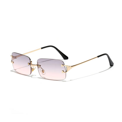Ruiao 2025 rimless sunglasses UV400 fashion square metal glasses for men women designer man's brand sun shades for outdoor