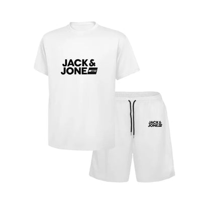 2025 New Trendy Business Summer Men's Sports Set Casual Fitness Jogging Basketball Fashion Short Sleeve T-shirt + Shorts 2 Sets
