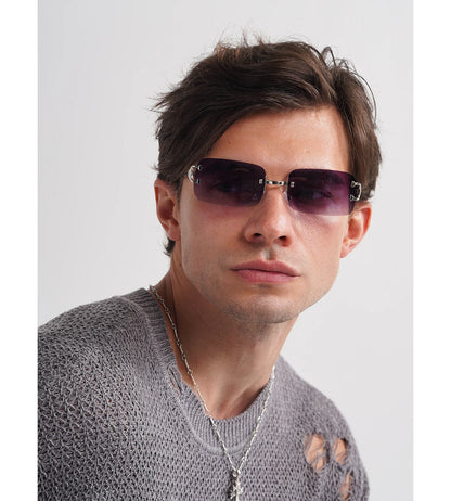 Ruiao 2025 rimless sunglasses UV400 fashion square metal glasses for men women designer man's brand sun shades for outdoor