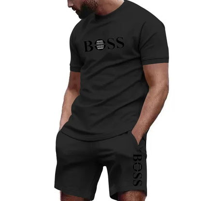 Men's two-piece sportswear short sleeved T-shirt and pants running and fitness sportswear big discount summer 2024