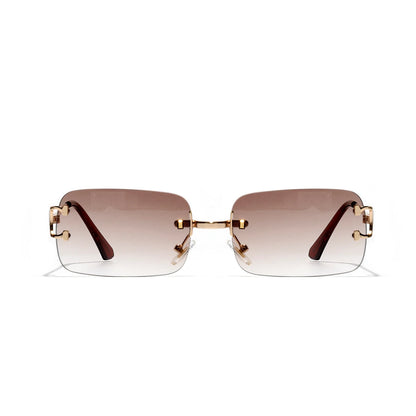 Ruiao 2025 rimless sunglasses UV400 fashion square metal glasses for men women designer man's brand sun shades for outdoor