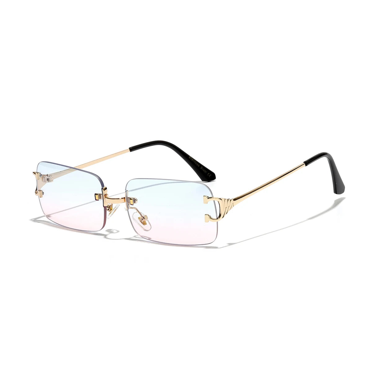 Ruiao 2025 rimless sunglasses UV400 fashion square metal glasses for men women designer man's brand sun shades for outdoor