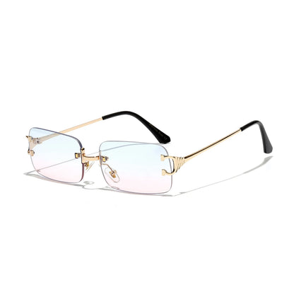 Ruiao 2025 rimless sunglasses UV400 fashion square metal glasses for men women designer man's brand sun shades for outdoor