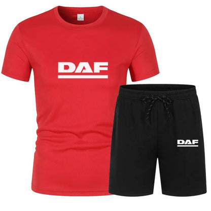 Summer DAF hot sale Tracksuit Men Short Sleeve T-Shirt +Shorts Two Piece Set Sportswear Men's Casual Fitness quick-drying Set