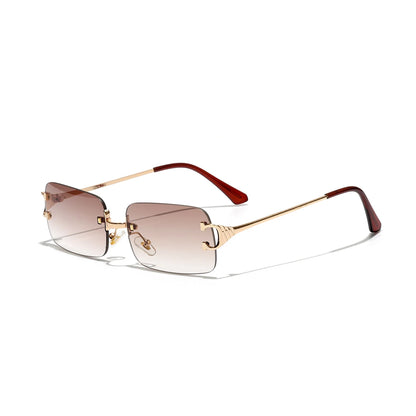 Ruiao 2025 rimless sunglasses UV400 fashion square metal glasses for men women designer man's brand sun shades for outdoor