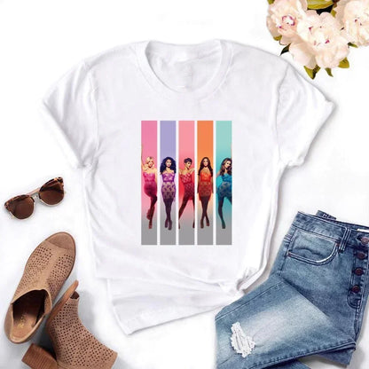 Spice Girls T-shirt Women Cartoon Tee Short Sleeve Fashion Girls T Shirt Four Season Print Anime Tops Tees Clothes Female