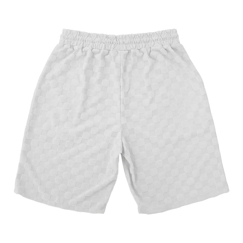 European and American Oversized Fashion Brand Men's Summer New Chessboard Plaid Loose Sports and Leisure Two-Piece Set