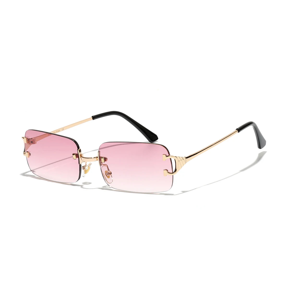 Ruiao 2025 rimless sunglasses UV400 fashion square metal glasses for men women designer man's brand sun shades for outdoor