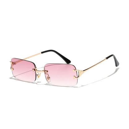 Ruiao 2025 rimless sunglasses UV400 fashion square metal glasses for men women designer man's brand sun shades for outdoor