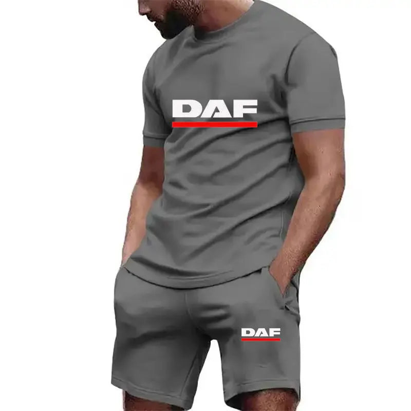 Summer DAF hot sale Tracksuit Men Short Sleeve T-Shirt +Shorts Two Piece Set Sportswear Men's Casual Fitness quick-drying Set