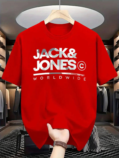 2025 JACK JONES T-shirt Men's and Women's Short sleeved Cotton T-shirt Luxury Brand Fashion Trend Comfortable Top Y2k Clothing