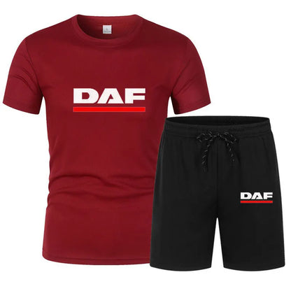Summer DAF hot sale Tracksuit Men Short Sleeve T-Shirt +Shorts Two Piece Set Sportswear Men's Casual Fitness quick-drying Set