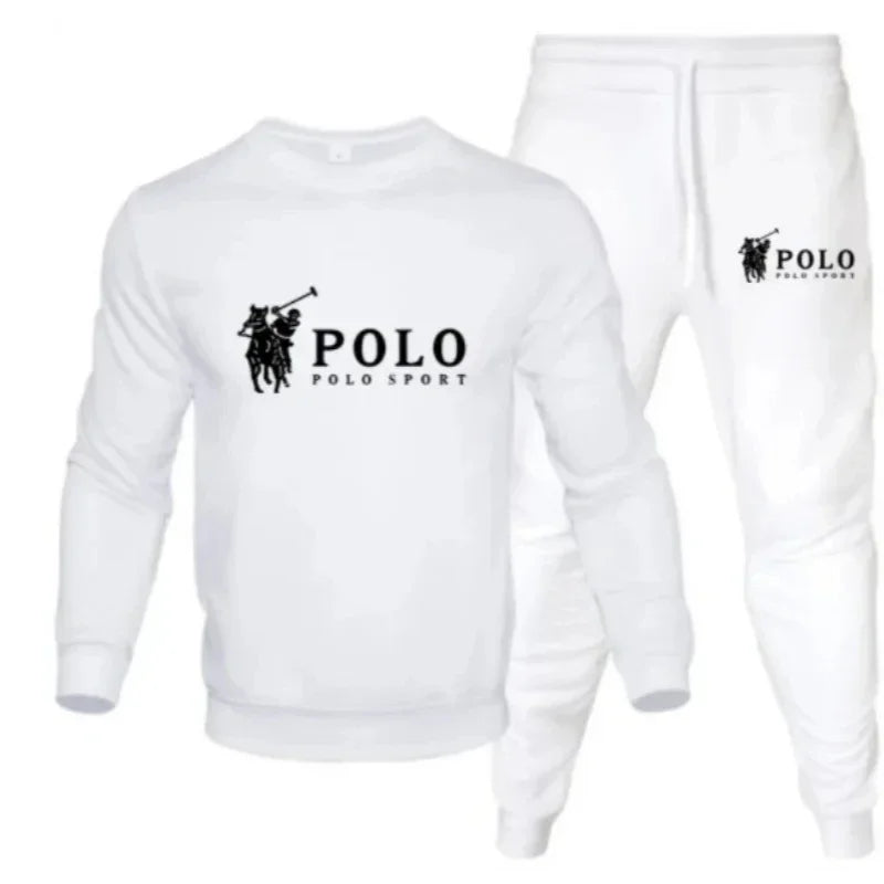 A two-piece set of men's round-neck pullover and jogging pants for autumn and winter fashion fitness outdoor casual sportswear