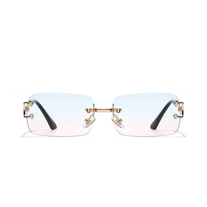 Ruiao 2025 rimless sunglasses UV400 fashion square metal glasses for men women designer man's brand sun shades for outdoor