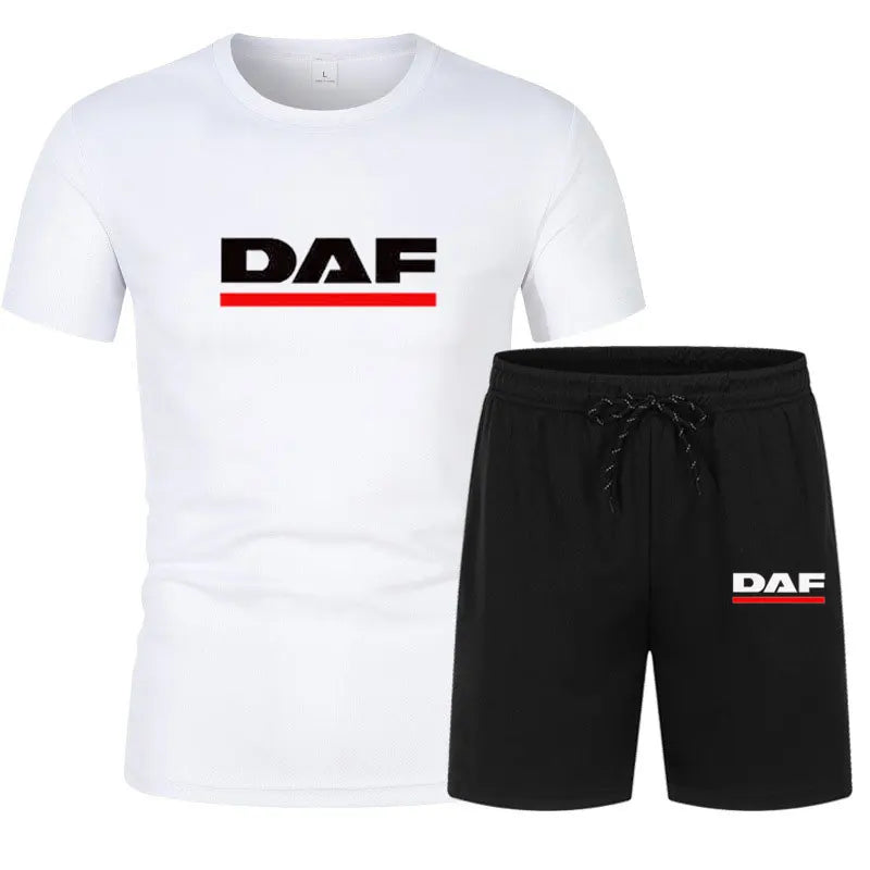 Summer DAF hot sale Tracksuit Men Short Sleeve T-Shirt +Shorts Two Piece Set Sportswear Men's Casual Fitness quick-drying Set