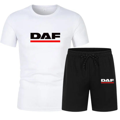 Summer DAF hot sale Tracksuit Men Short Sleeve T-Shirt +Shorts Two Piece Set Sportswear Men's Casual Fitness quick-drying Set