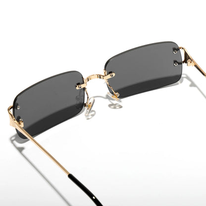Ruiao 2025 rimless sunglasses UV400 fashion square metal glasses for men women designer man's brand sun shades for outdoor