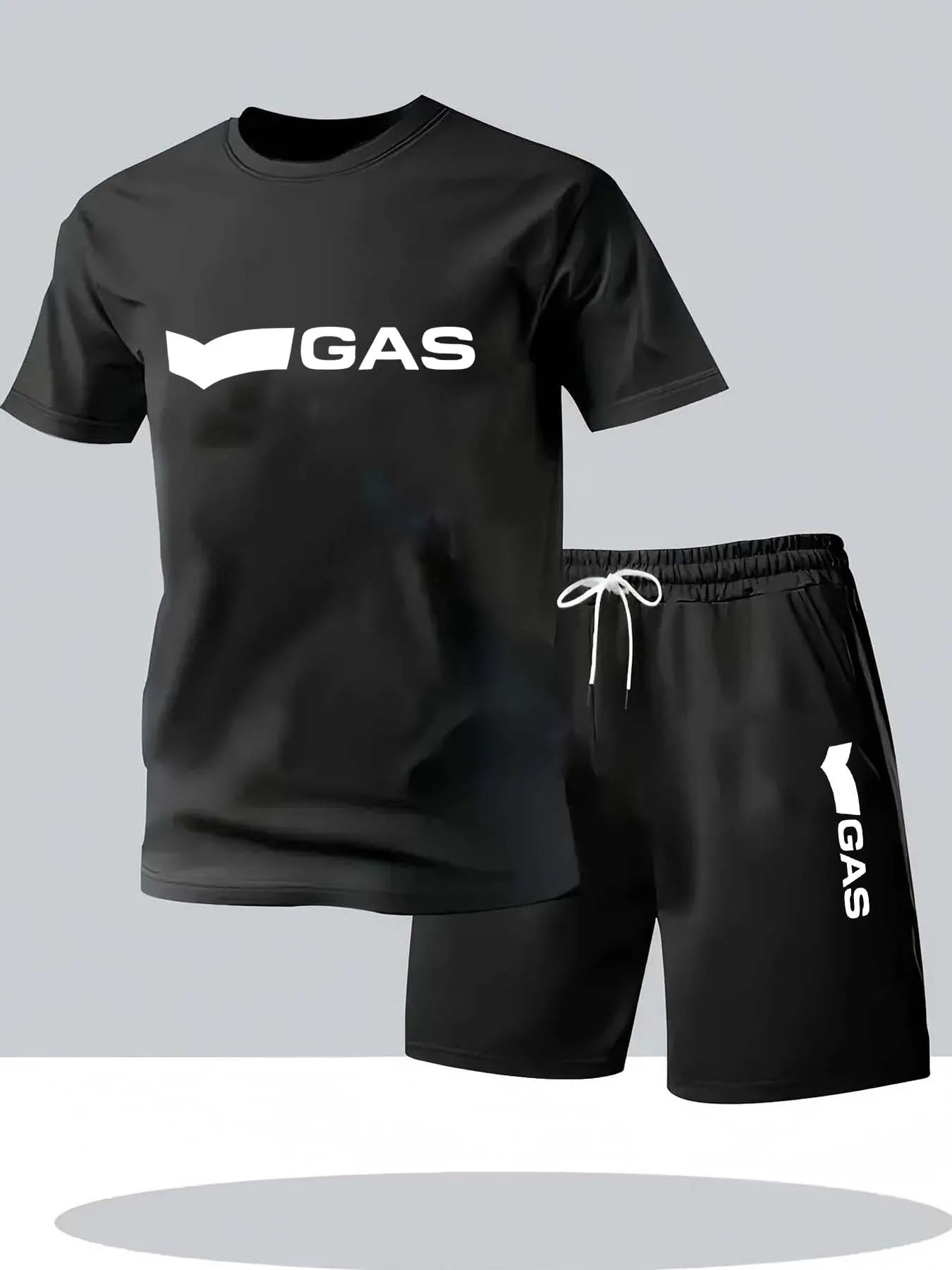 Men's 2-Piece Casual Crew Neck Short-Sleeved T-Shirt And Drawstring Shorts Set Summer Comfortable Breathable Clothing