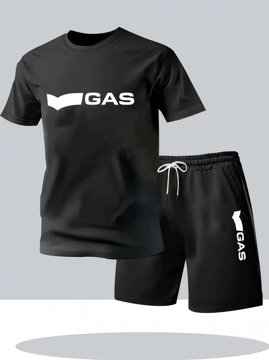 Men's 2-Piece Casual Crew Neck Short-Sleeved T-Shirt And Drawstring Shorts Set Summer Comfortable Breathable Clothing