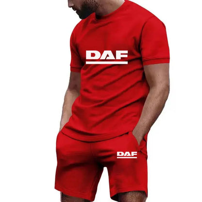 Summer DAF hot sale Tracksuit Men Short Sleeve T-Shirt +Shorts Two Piece Set Sportswear Men's Casual Fitness quick-drying Set