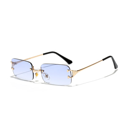 Ruiao 2025 rimless sunglasses UV400 fashion square metal glasses for men women designer man's brand sun shades for outdoor