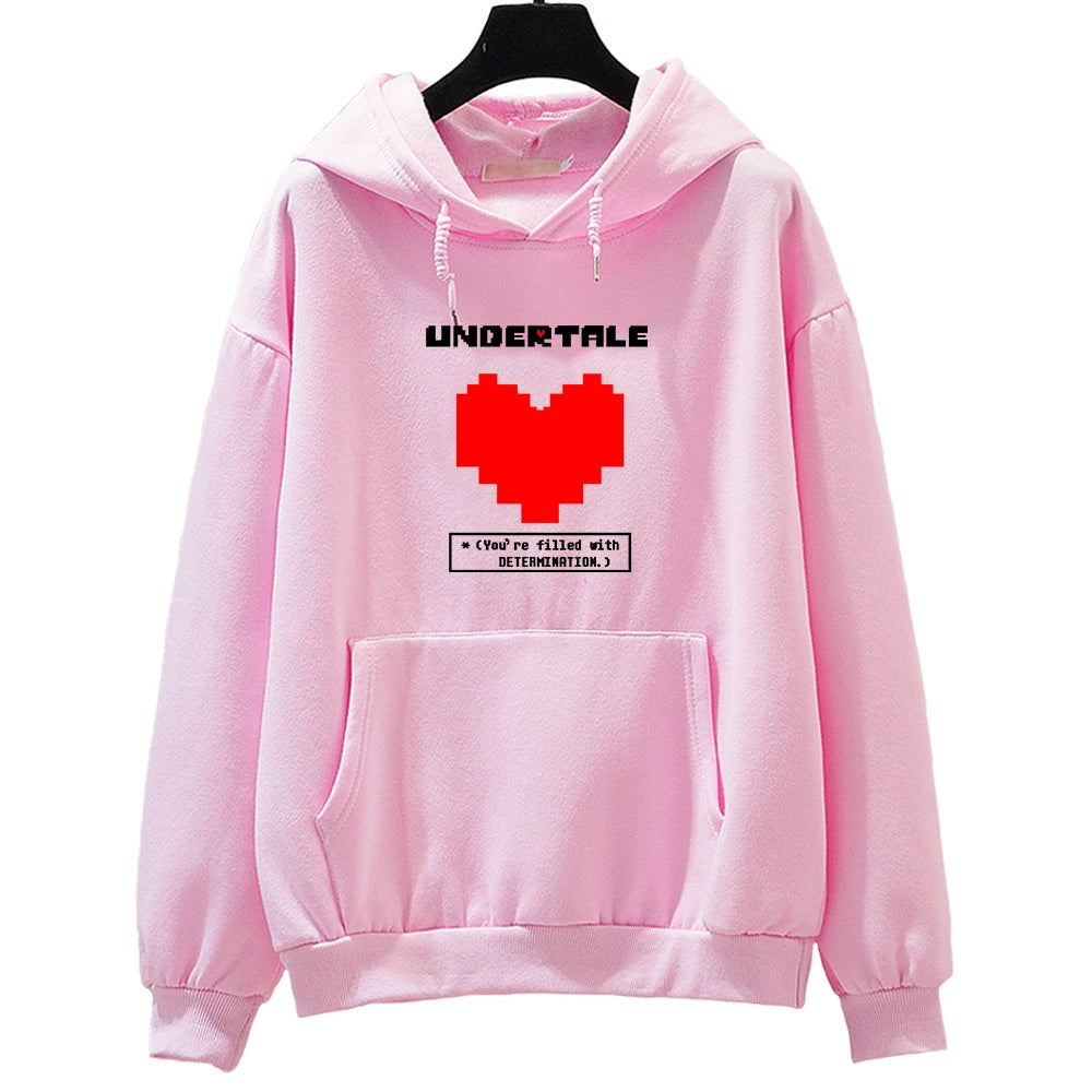 Undertale Game You're Filled with Determination Hoodies Women Casual Long Sleeve Sweatshirt for Winter/autumn Hooded Hoodie Girl