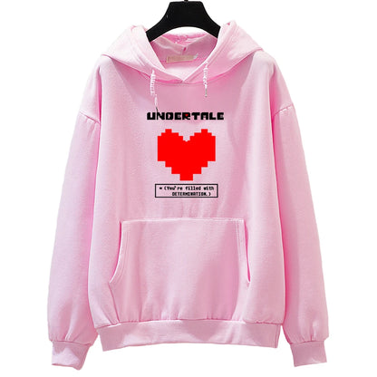 Undertale Game You're Filled with Determination Hoodies Women Casual Long Sleeve Sweatshirt for Winter/autumn Hooded Hoodie Girl