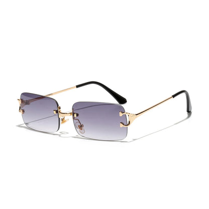 Ruiao 2025 rimless sunglasses UV400 fashion square metal glasses for men women designer man's brand sun shades for outdoor