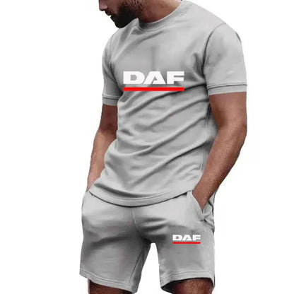 Summer DAF hot sale Tracksuit Men Short Sleeve T-Shirt +Shorts Two Piece Set Sportswear Men's Casual Fitness quick-drying Set