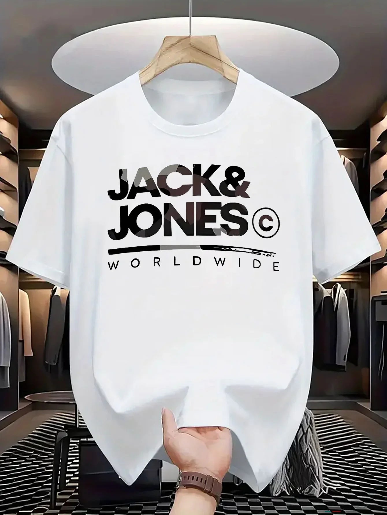 2025 JACK JONES T-shirt Men's and Women's Short sleeved Cotton T-shirt Luxury Brand Fashion Trend Comfortable Top Y2k Clothing