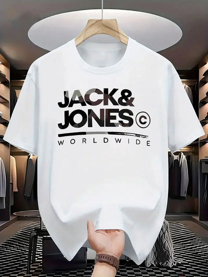 2025 JACK JONES T-shirt Men's and Women's Short sleeved Cotton T-shirt Luxury Brand Fashion Trend Comfortable Top Y2k Clothing