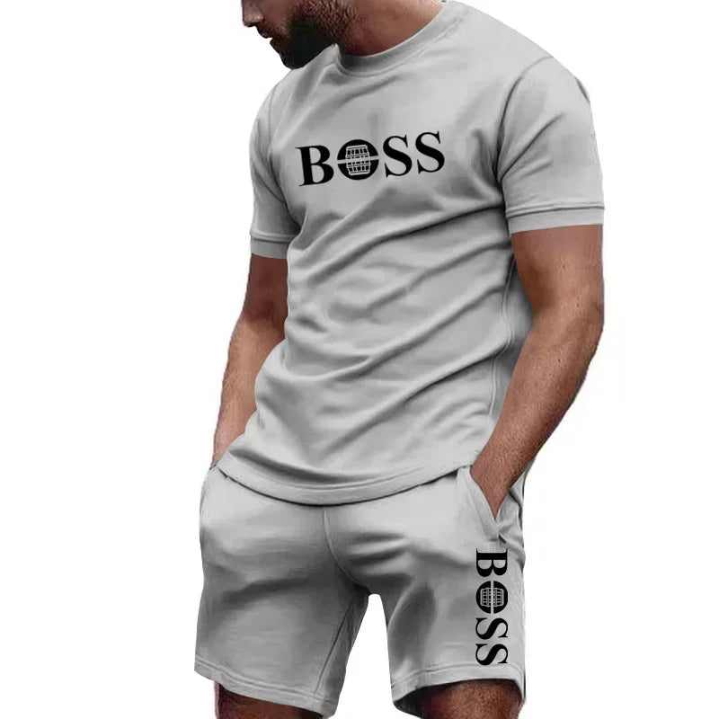 Men's two-piece sportswear short sleeved T-shirt and pants running and fitness sportswear big discount summer 2024