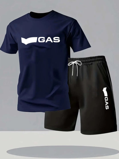 Men's 2-Piece Casual Crew Neck Short-Sleeved T-Shirt And Drawstring Shorts Set Summer Comfortable Breathable Clothing
