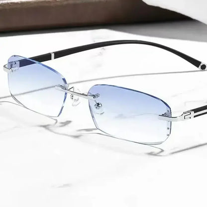Business Photochromic Myopia Glasses for Men Diamond Cut Rimless UV400 Luxury Eyeglasses Color Changing Diopters -1.0 To -4.0