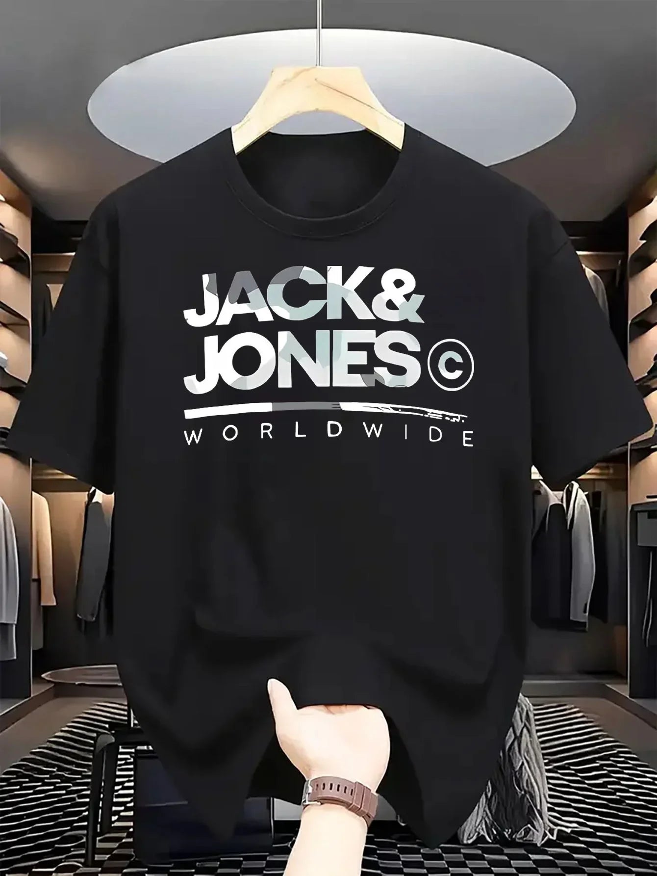 2025 JACK JONES T-shirt Men's and Women's Short sleeved Cotton T-shirt Luxury Brand Fashion Trend Comfortable Top Y2k Clothing