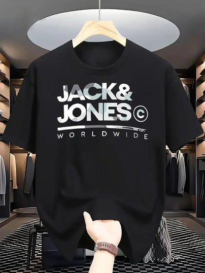 2025 JACK JONES T-shirt Men's and Women's Short sleeved Cotton T-shirt Luxury Brand Fashion Trend Comfortable Top Y2k Clothing