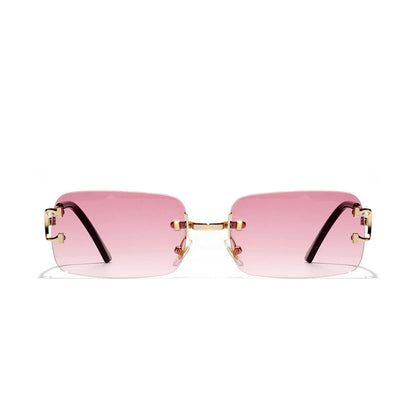 Ruiao 2025 rimless sunglasses UV400 fashion square metal glasses for men women designer man's brand sun shades for outdoor