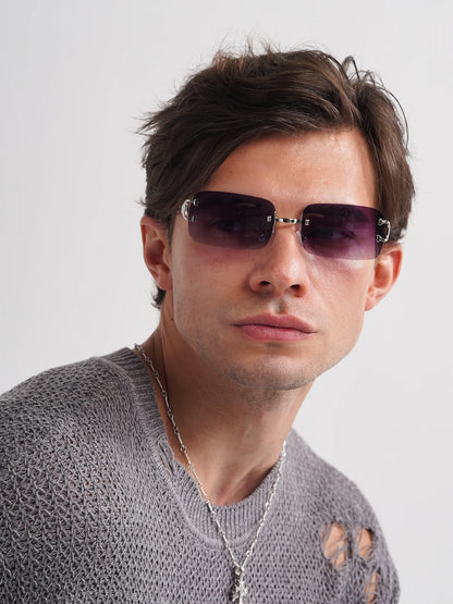 Ruiao 2025 rimless sunglasses UV400 fashion square metal glasses for men women designer man's brand sun shades for outdoor