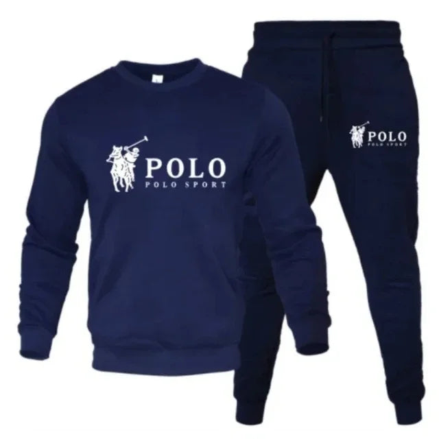 A two-piece set of men's round-neck pullover and jogging pants for autumn and winter fashion fitness outdoor casual sportswear