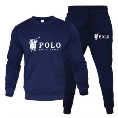 A two-piece set of men's round-neck pullover and jogging pants for autumn and winter fashion fitness outdoor casual sportswear