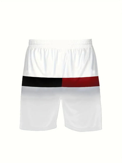 Fashionable urban men's fashion quick drying striped printed short sleeved shorts set outdoor casual breathable two-piece set