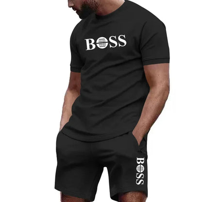 Men's two-piece sportswear short sleeved T-shirt and pants running and fitness sportswear big discount summer 2024