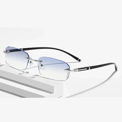 Business Photochromic Myopia Glasses for Men Diamond Cut Rimless UV400 Luxury Eyeglasses Color Changing Diopters -1.0 To -4.0